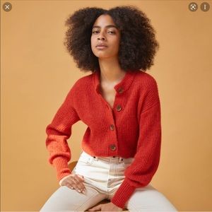 Everlane Cropped Alpaca Cardigan Red